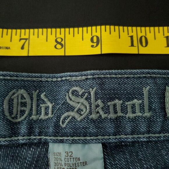 Old Skool Jeans 32 Men's Baggy Y2K Hip Hop Metallic Denim Streetwear‎ Straight - Picture 13 of 16